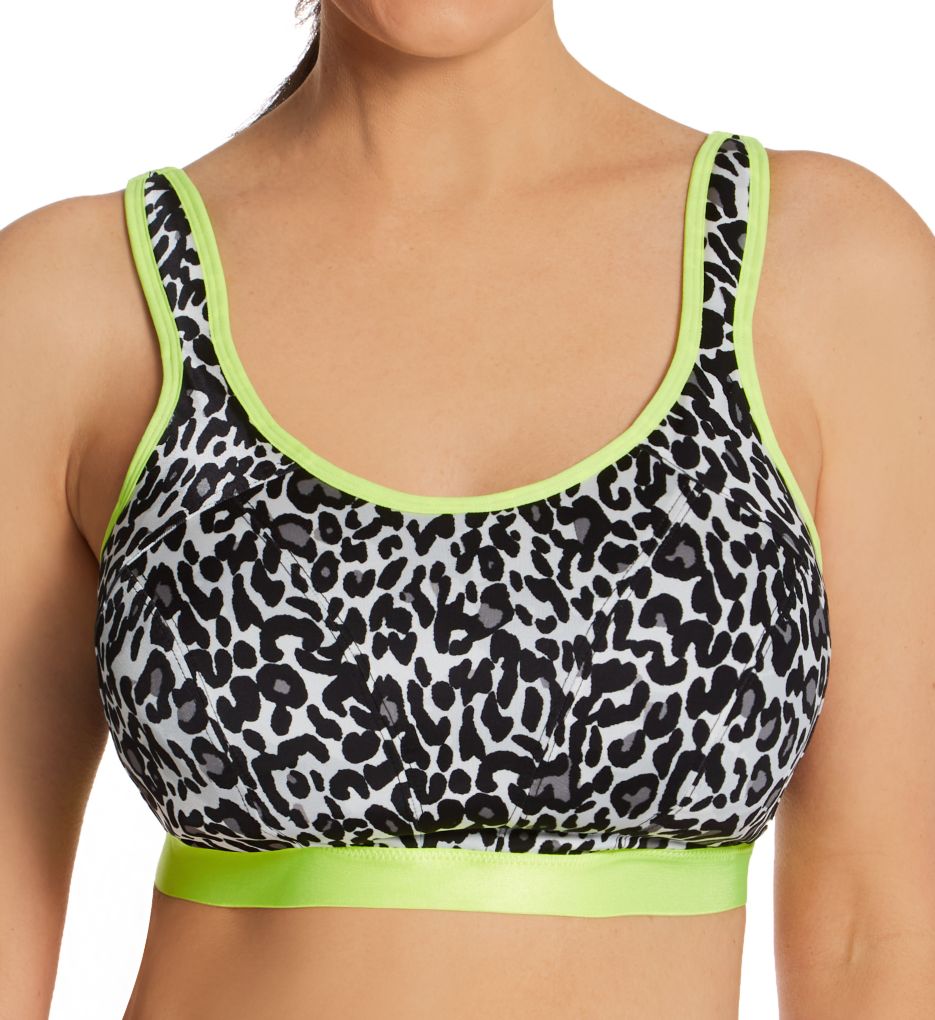Lime Green Leopard All Over Print Sports Bra