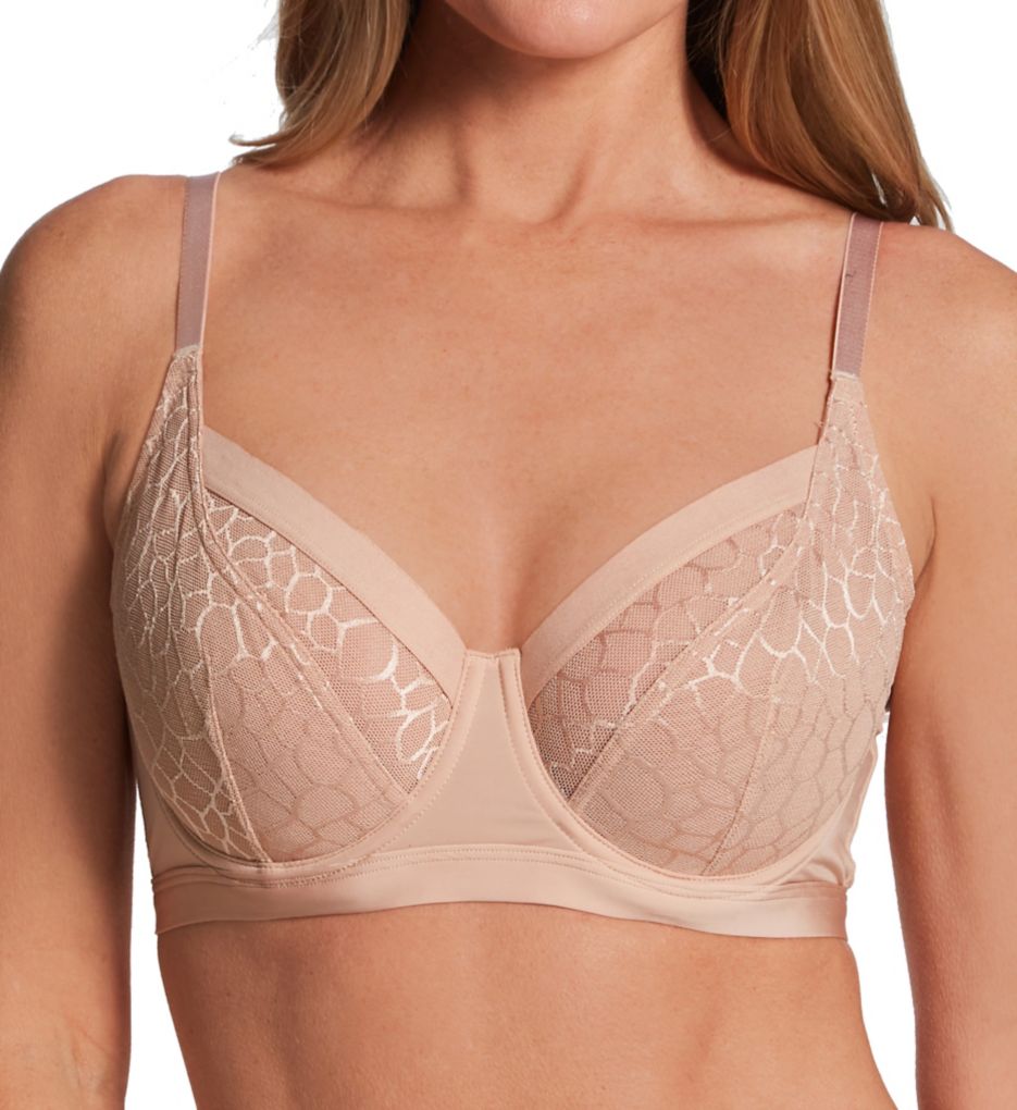 Pour Moi Women's Geo Sculpt Non Padded Underwire Bra in Beige | Size 32FF | HerRoom.com