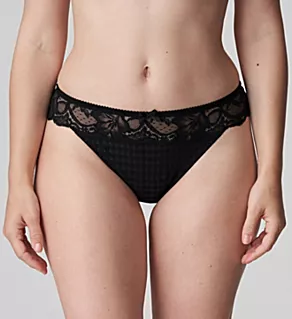 Madison Lace Trim Thong Black S