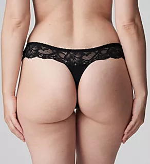 Madison Lace Trim Thong Black S