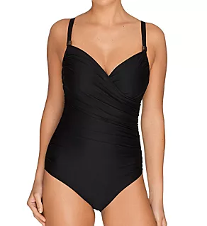 Cocktail Asymmetric Shirred Slimming 1 Pc Swimsuit