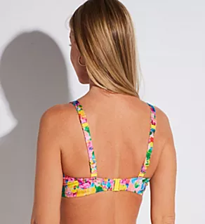 Ubud Half Padded Plunge Bikini Swim Top Sun Glow Bright Multi 34C
