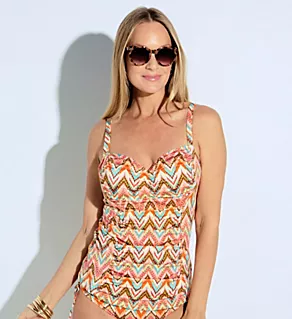 Tubou Full Cup Tankini Swim Top Ikat Summer 34D