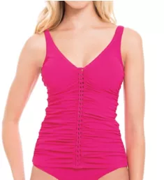 Waterfall D-Cup Underwire Tankini Swim Top Rose 32D