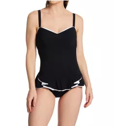 Belle Curve Underwire Foam Swim Dress Black/White 8D