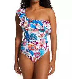 Bohemian Gypsy One Shoulder Ruffle 1 Pc Swimsuit