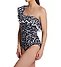 Profile by Gottex Black Swan One Shoulder Ruffle One Piece Swimsuit BS2061 - Image 1