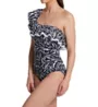 Profile by Gottex Black Swan One Shoulder Ruffle One Piece Swimsuit BS2061 - Image 1