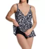 Profile by Gottex Black Swan V-Neck Skirted One Piece Swim Dress BS2134 - Image 3