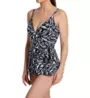 Profile by Gottex Black Swan V-Neck Skirted One Piece Swim Dress BS2134 - Image 1