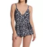 Profile by Gottex Black Swan V-Neck Skirted One Piece Swim Dress BS2134