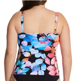 Plus Size Color Rush Square Neck Tankini Swim Top