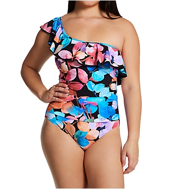 Profile by Gottex Color Rush One Shoulder Ruffle One Piece Swimsuit