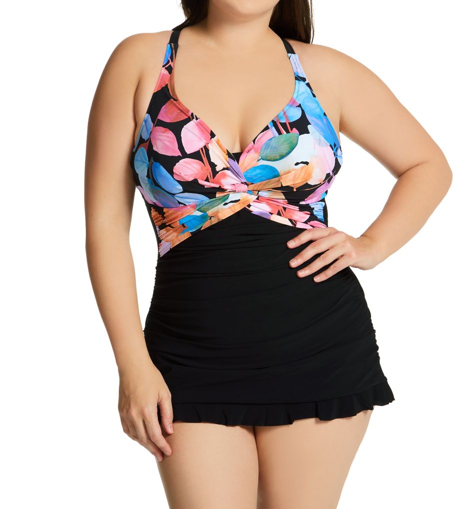 Plus Size Color Rush Swim Dress-fs