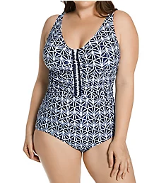 Plus Size Nomad V Neck One Piece Swimsuit Seagreen 16W