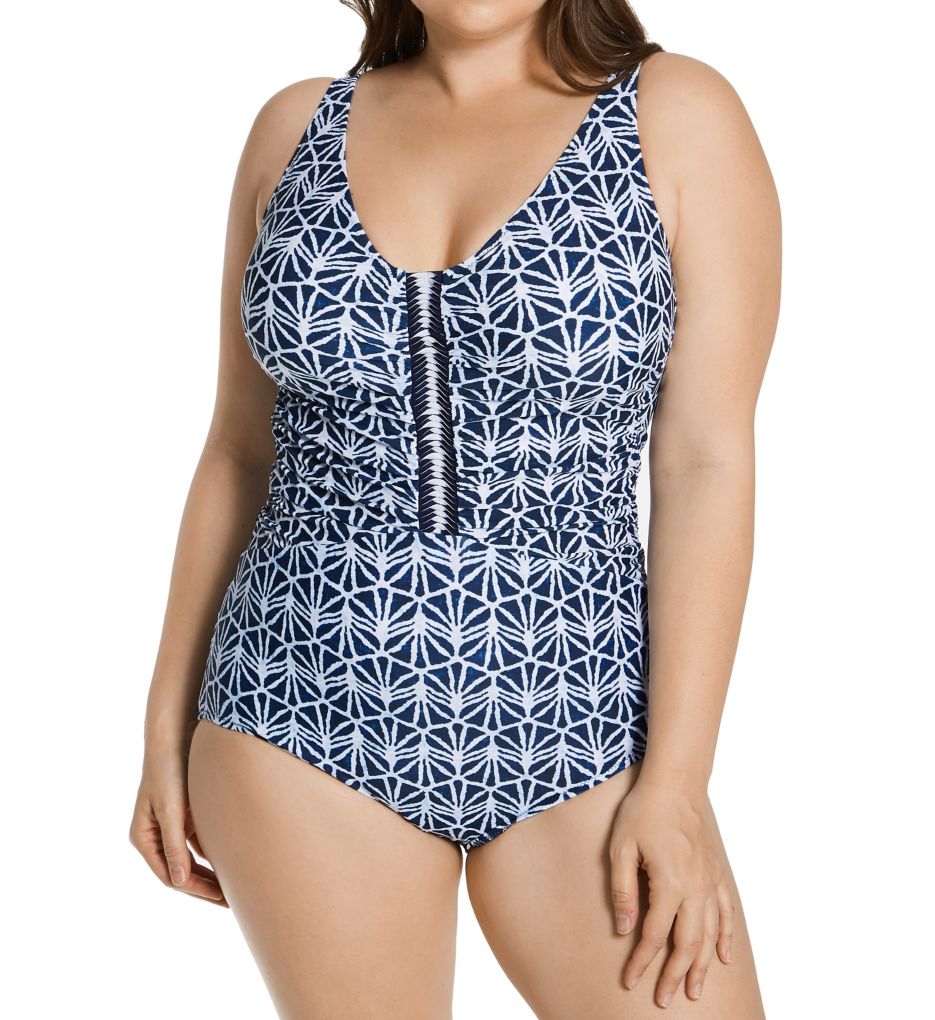 Profile by Gottex Plus Size Nomad V Neck One Piece Swimsuit N2W81 - Profile by Gottex