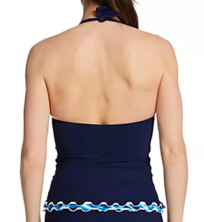 Ocean Blues Halter Tankini Swim Top Navy 6
