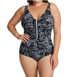 Plus Size Peruvian Nights V-Neck One Pc Swimsuit