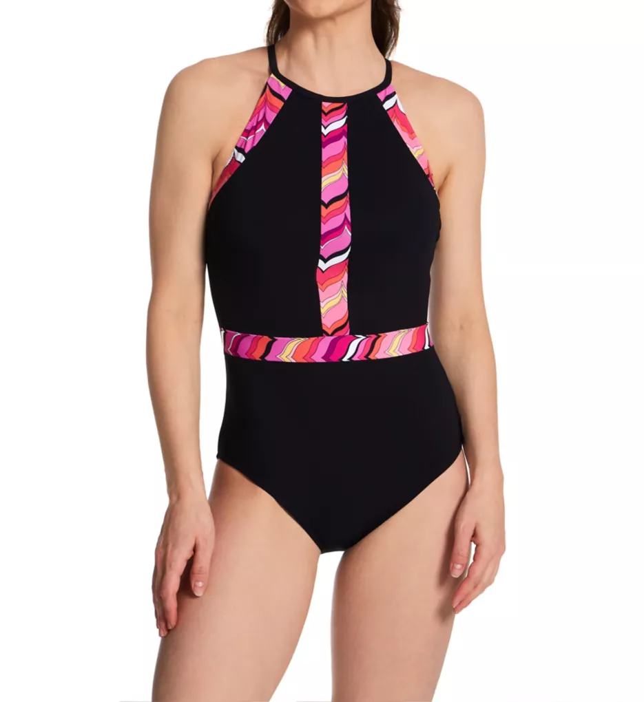 Palm Springs High Neck One Piece Swimsuit Black 6