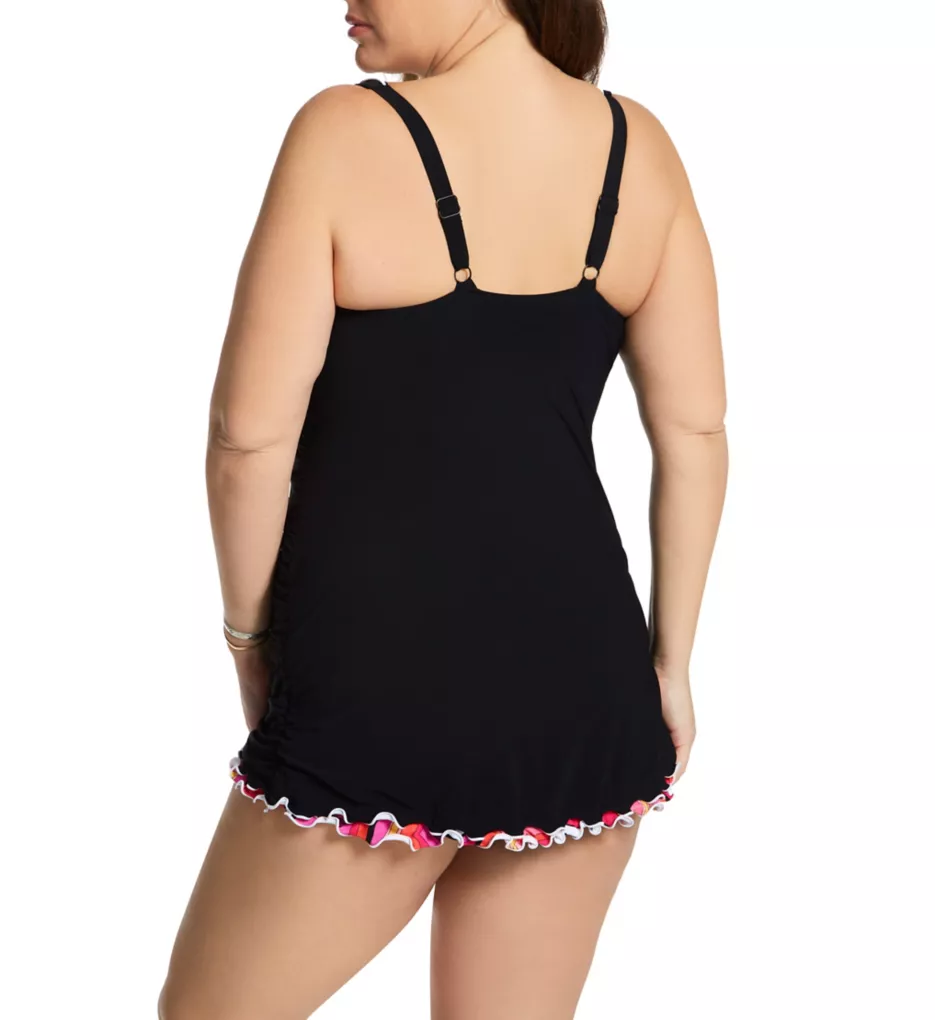 Plus Size Palm Springs One Piece Swim Dress Black 20W