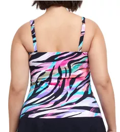 Plus Wild Parade D Cup Underwire Tankini Swim Top