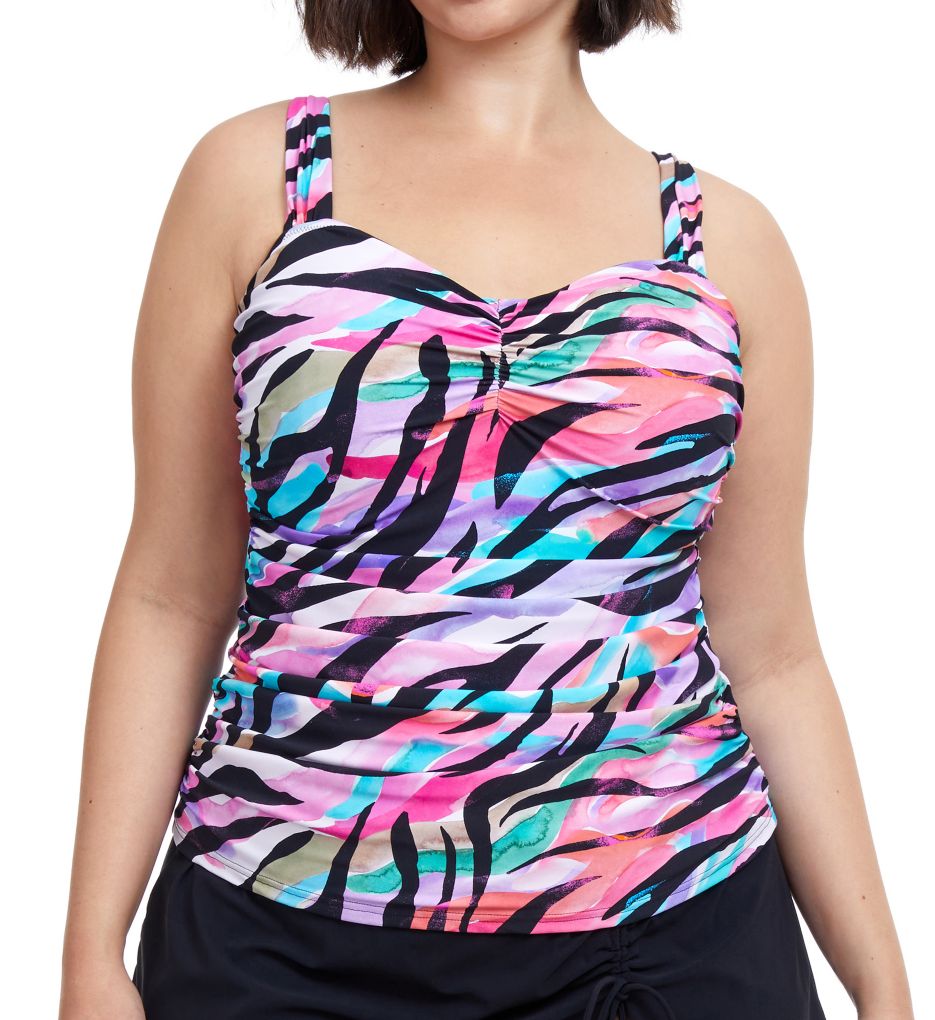 Plus Wild Parade D Cup Underwire Tankini Swim Top