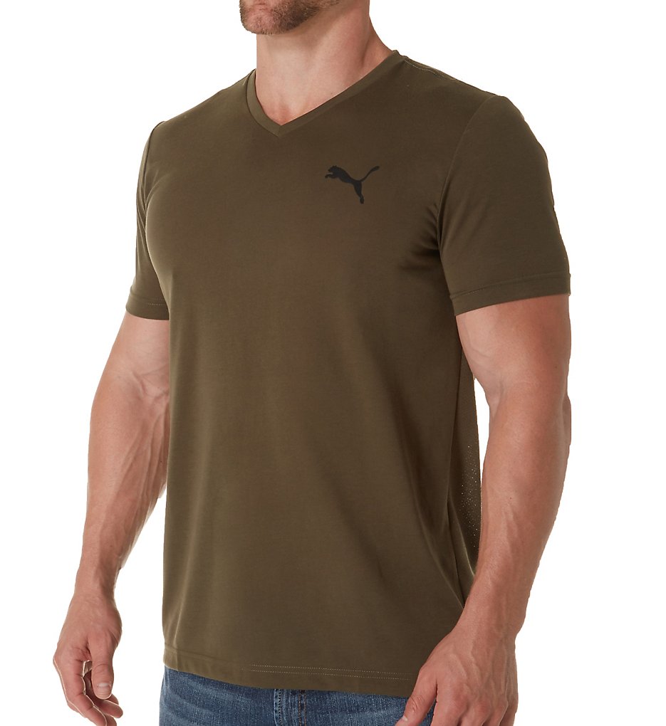 Puma 839120 Sportstyle Active V-Neck T-Shirt (Olive Night)