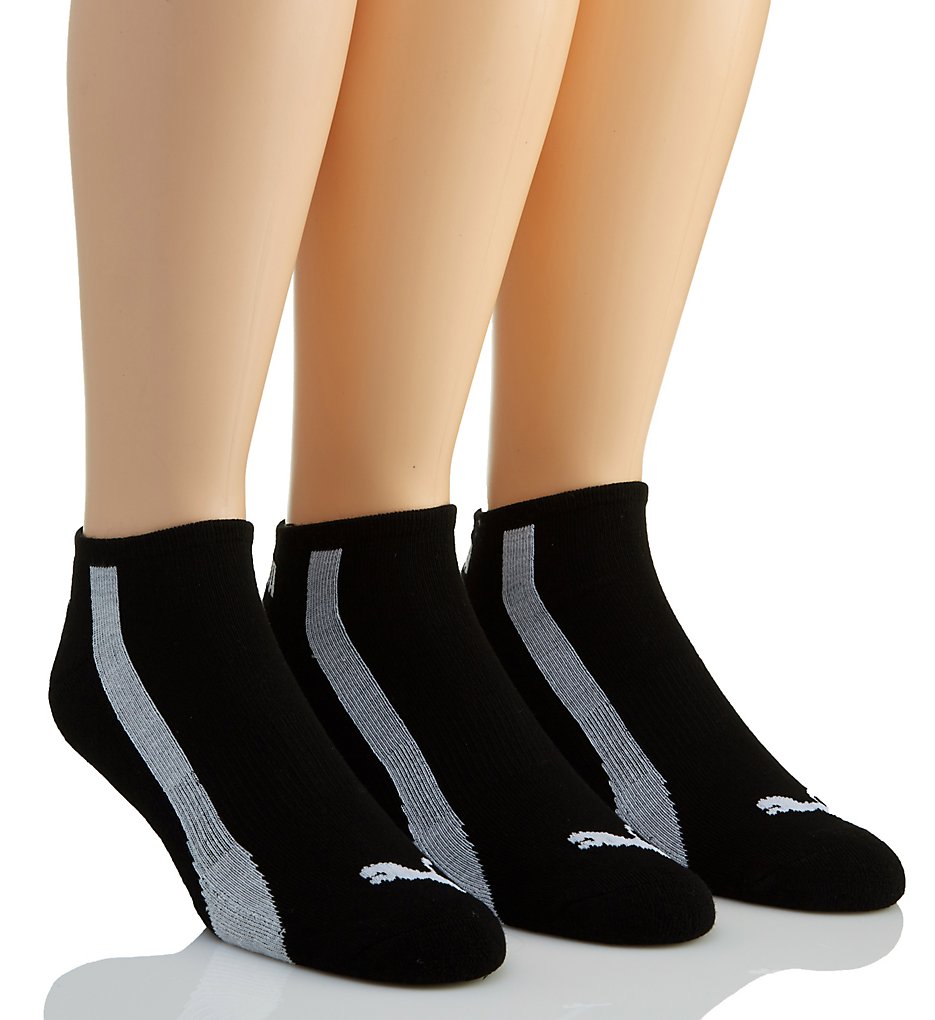 Puma P105998 Men's No Show Socks - 3 Pack (Black/White)