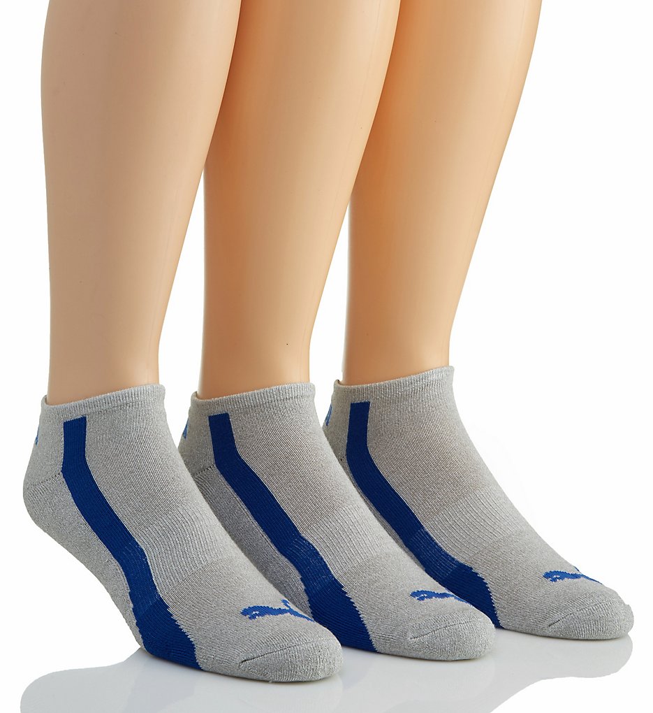 Puma P105998 Men's No Show Socks - 3 Pack (Grey/Blue)