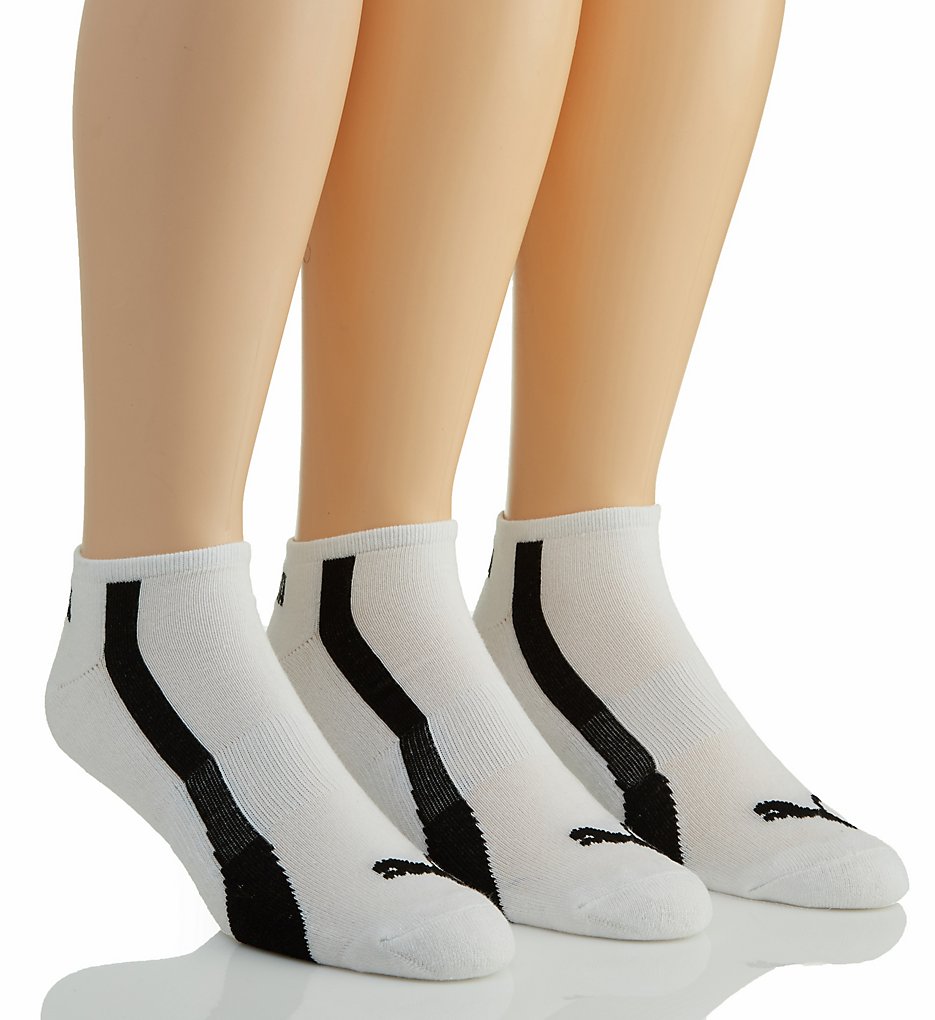 Puma P105998 Men's No Show Socks - 3 Pack (White/Black)