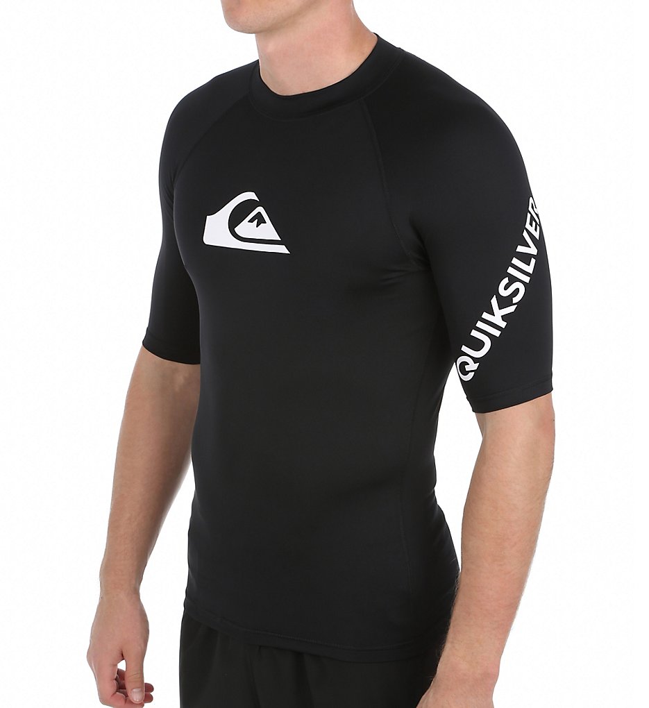 Quiksilver EQYWR033 All Time Short Sleeve Surf Shirt Rash Guard (Black)
