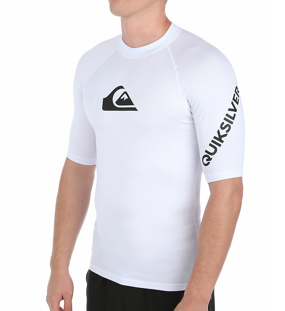 Quiksilver EQYWR033 All Time Short Sleeve Surf Shirt Rash Guard (White)