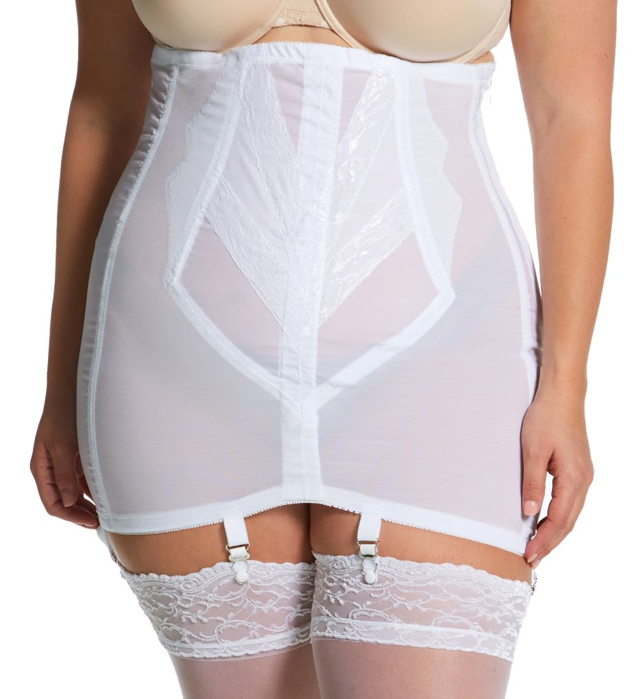 Rago Plus High Waist Open Bottom Girdle with Zipper White 7X  - Image 1