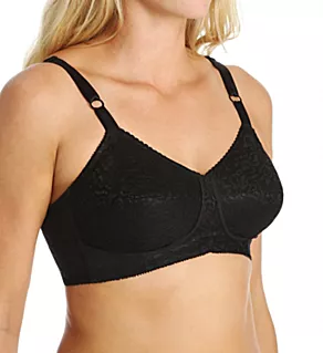 Lacette Satin and Lace Wireless Support Bra Black 34DD