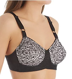 Lacette Satin and Lace Wireless Support Bra Pink/Black 48B