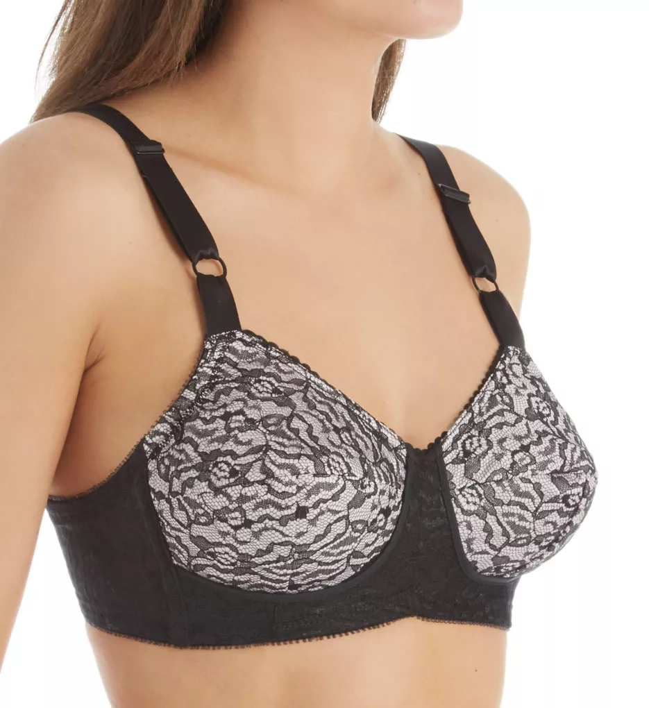 Lacette Satin and Lace Wireless Support Bra Pink/Black 38B