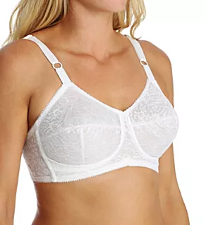 Lacette Satin and Lace Wireless Support Bra White 34B