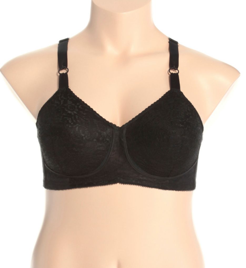 Rago Lacette Satin and Lace Wireless Support Bra Black 34D  - Image 1