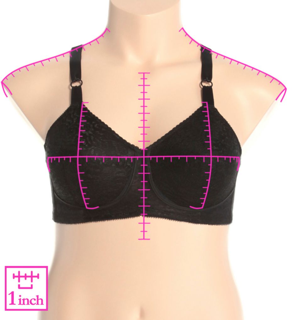 Rago Lacette Satin and Lace Wireless Support Bra Black 34D  - Image 3