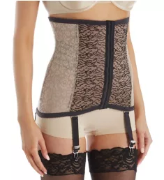 Lacette Extra Firm Shaping Waist Cincher w/Garters Mocha/Black S