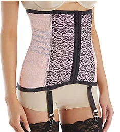 Lacette Extra Firm Shaping Waist Cincher w/Garters Pink/Black S