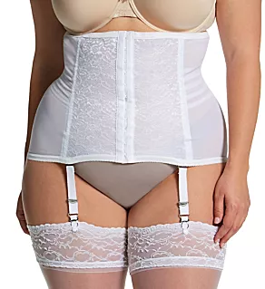 Plus Shapette Waist Cincher with Removable Garter White 3X