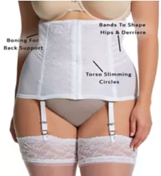 Plus Shapette Waist Cincher with Removable Garter White 3X