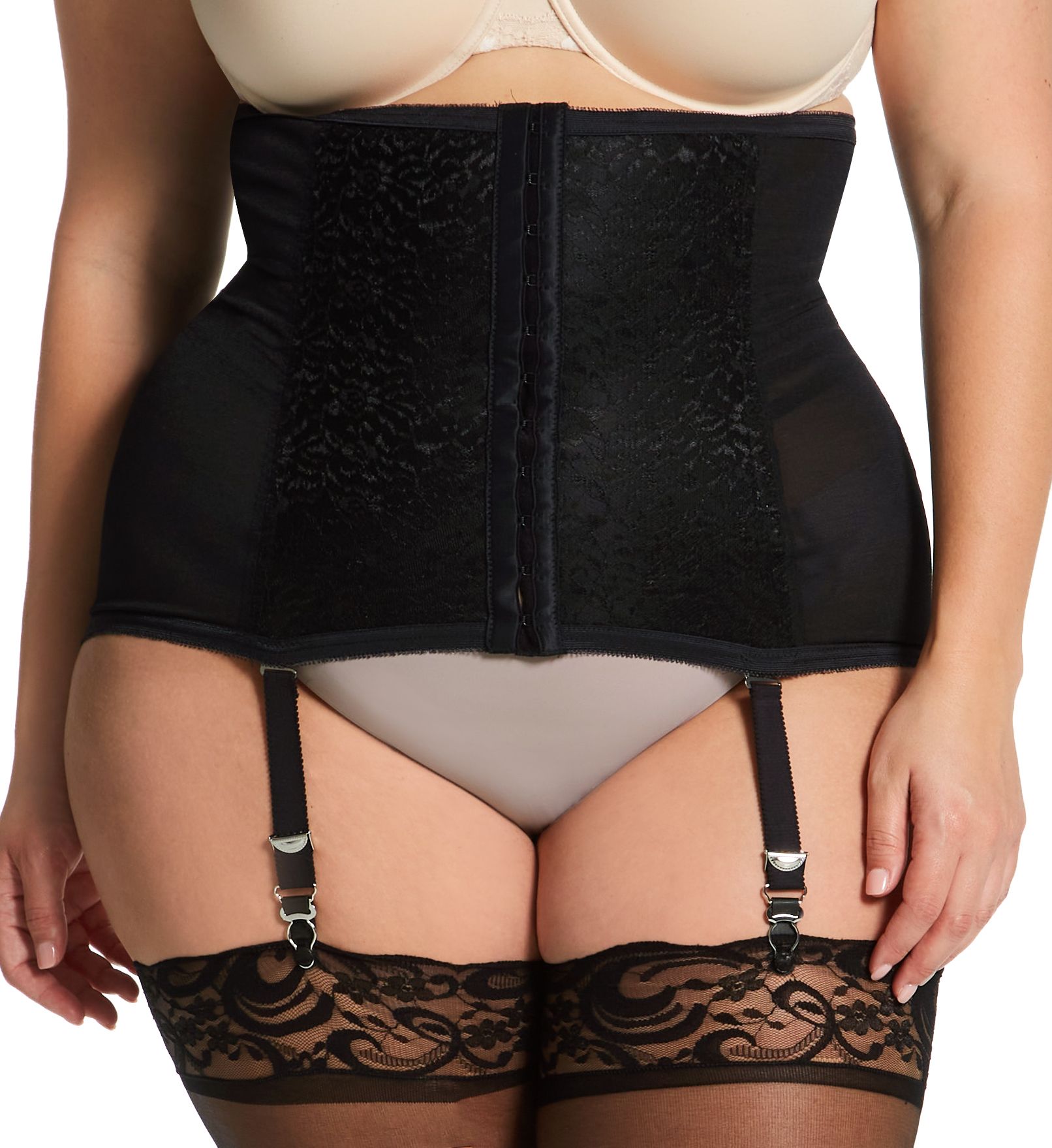 Rago Plus Shapette Waist Cincher with Removable Garter Black 8X  - Image 1