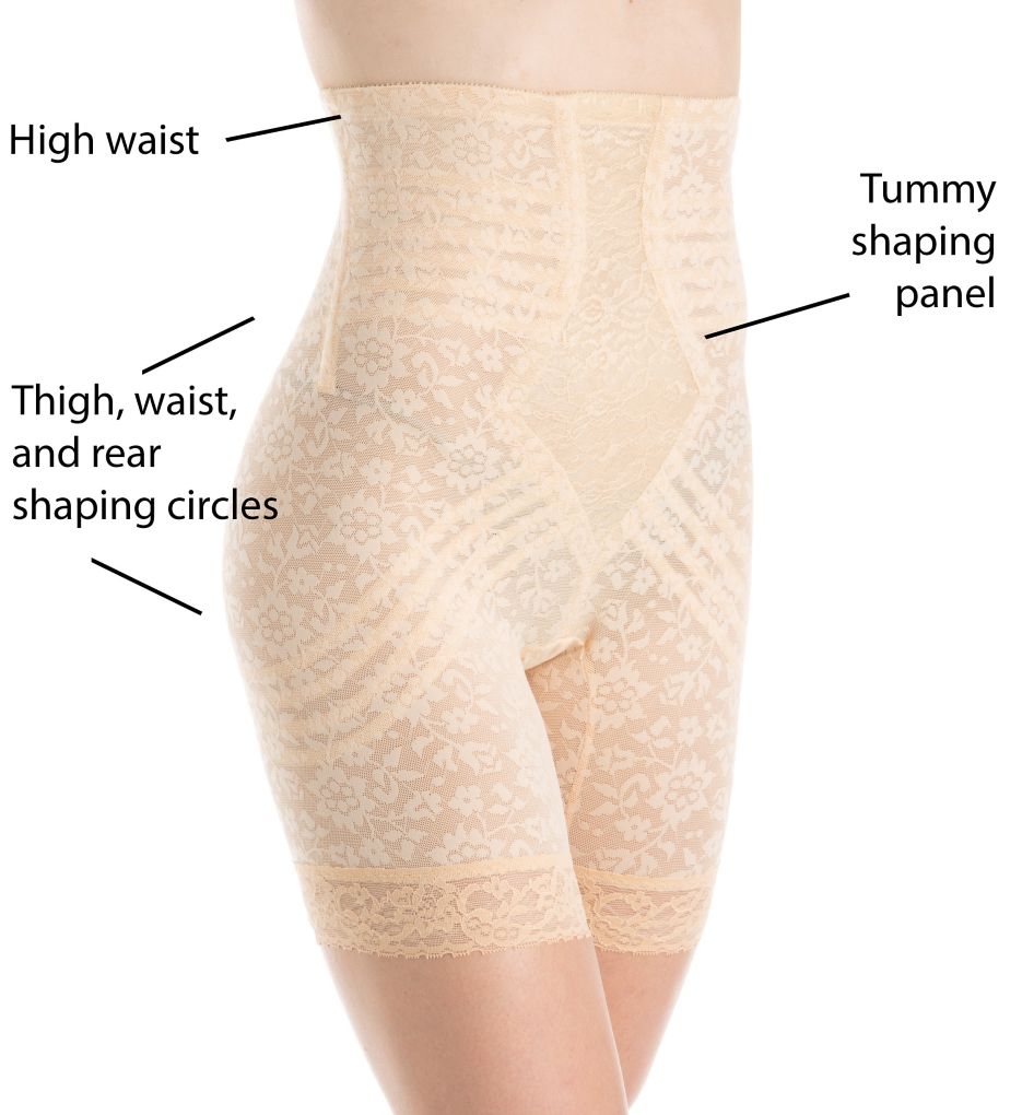 Women's Rago 6207 Lacette Extra Firm No Roll High Waist Leg Shaper (Mocha M)