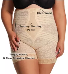 Plus Size Extra Firm No Roll High Waist Leg Shaper Beige 3X