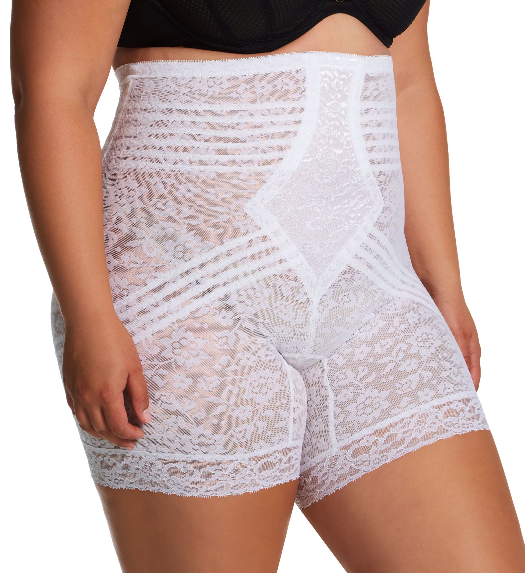 Rago Plus Size Extra Firm No Roll High Waist Leg Shaper White 3X  - Image 1