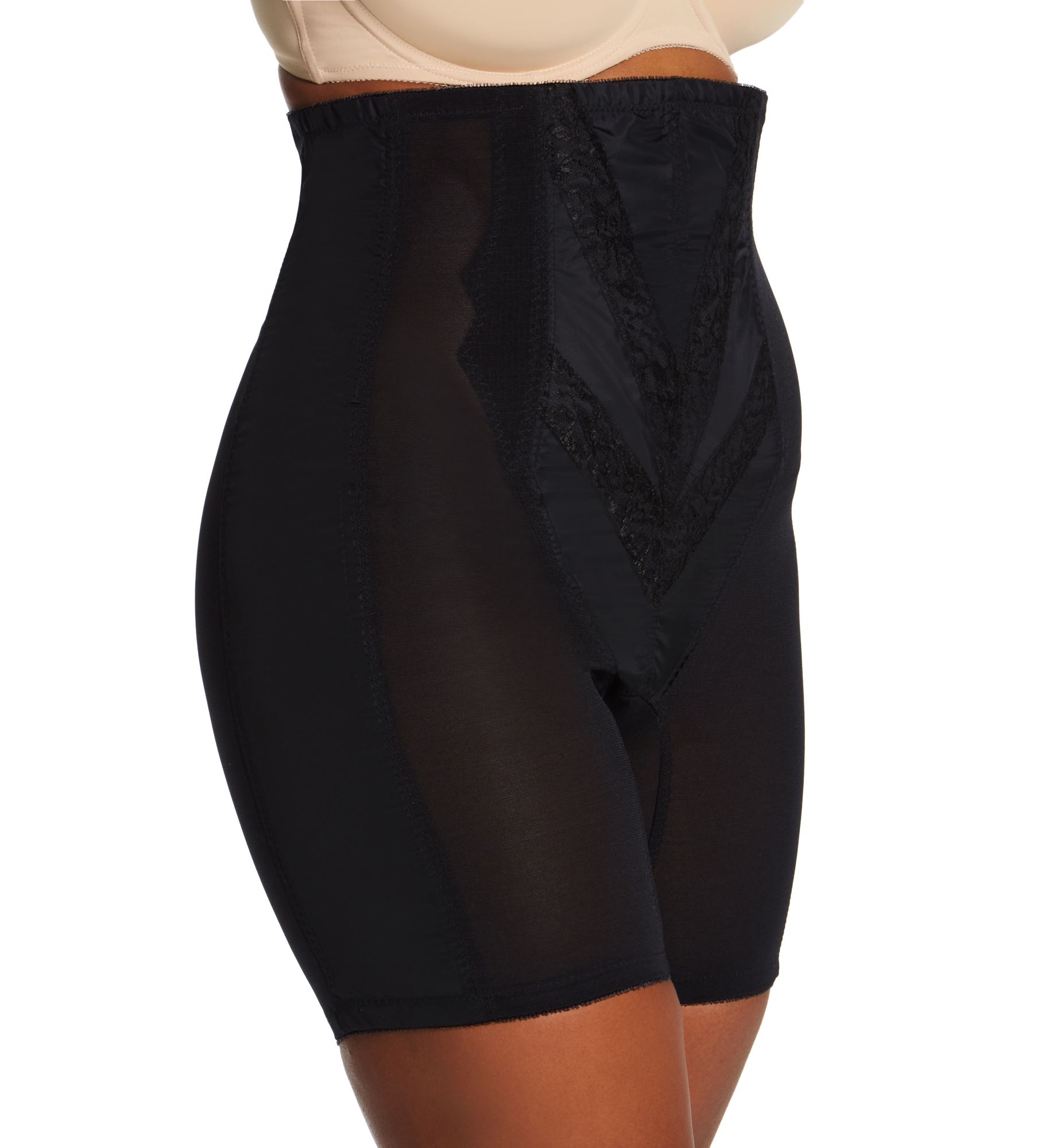 Rago Women's Firm High Waist Long Leg Shaper with Zipper 9X-14X in Black | Size: 14X | HerRoom.com