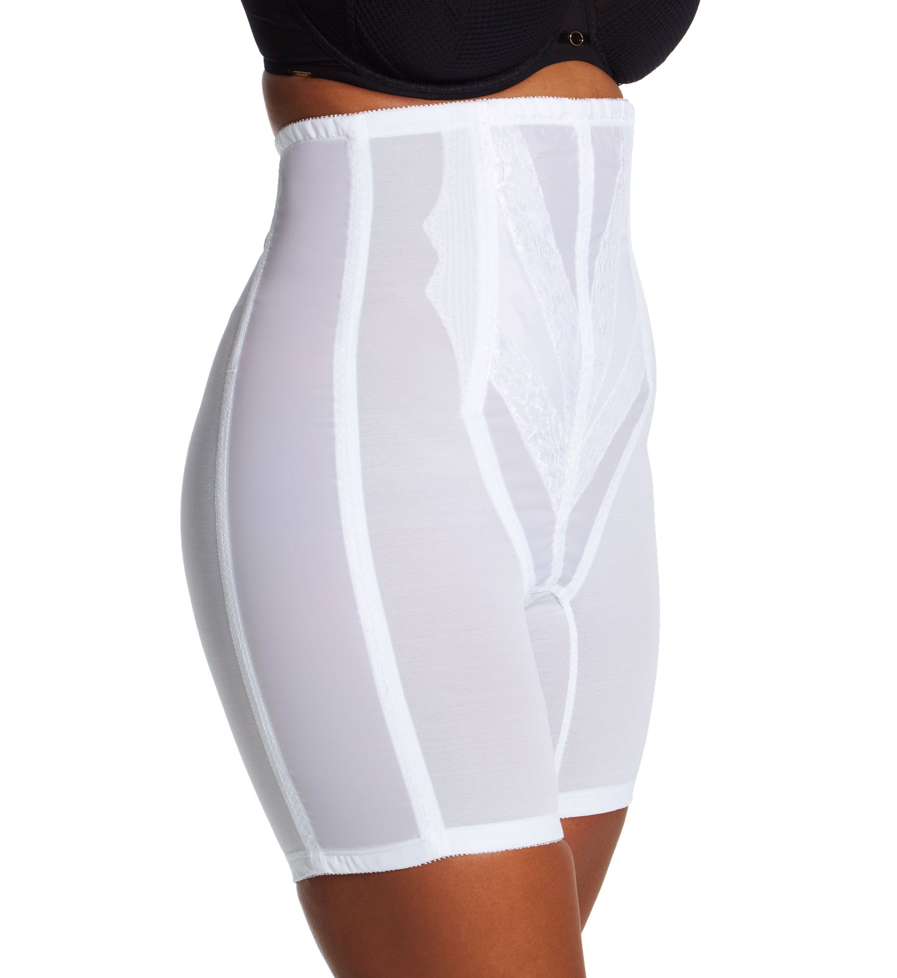 Rago Women's Firm High Waist Long Leg Shaper with Zipper 9X-14X in White | Size: 14X | HerRoom.com