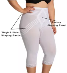 Plus Shapette Capri Pant Liner with Contour Bands White 3X